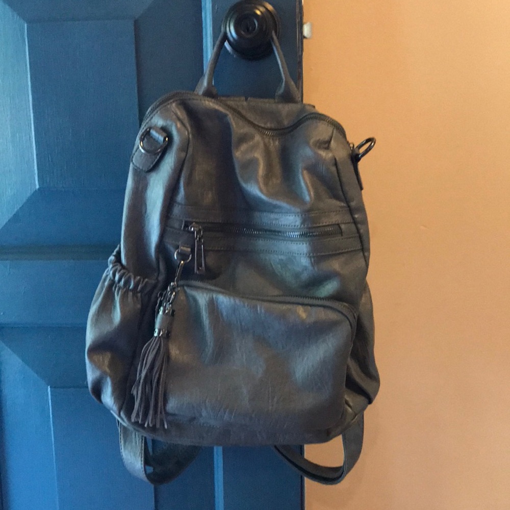 Gray Leather Backpack - image 3
